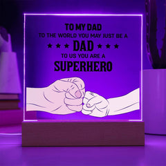 Personalized Acrylic Plaque for Dad from Son – Superhero Gift for Father's Day