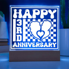 Happy 3rd Anniversary Couple Silhouette Plaque