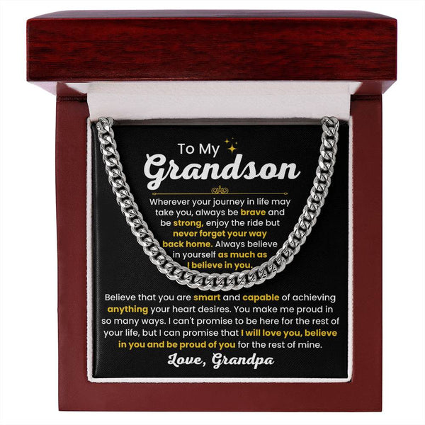 Grandson Cuban Link Chain – Sentimental Gift from Grandma or Grandpa