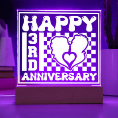 Happy 3rd Anniversary Couple Silhouette Plaque