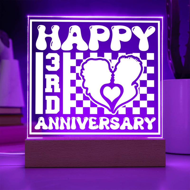 Happy 3rd Anniversary Couple Silhouette Plaque