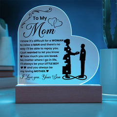 Gifts for Mom, Heart Acrylic Plaque for Mom, Loving Gifts for Mother, Gift From Son To Mother