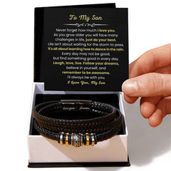 Cross Leather Bracelet for Son, Faith Jewelry, Inspirational Birthday Gift for Him