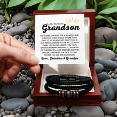 Men’s Leather Cross Bracelet, Gifts for Grandson, Fashionable Faith Jewelry Keepsake