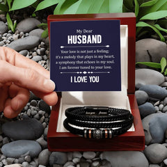 Black Leather Men’s Bracelet, Cross Design with Gift Box & Sentimental Card, Modern Jewelry Gift