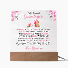 Acrylic Plaque for Granddaughter, Square Printed Gift, Sentimental Keepsake for Birthday, Christmas, or Special Occasion