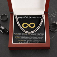 15 Year Anniversary Necklace for Him, Stylish Gift to Celebrate Fifteen Years of Love, Heartfelt Keepsake for Special Memories