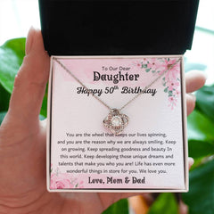 50th Birthday Jewelry Gift for Daughter, Love Knot Necklace for Daughter