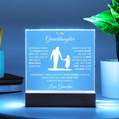 Granddaughter Gift From Grandpa, Elegant Square Acrylic Plaque, Thoughtful Gift for Granddaughter