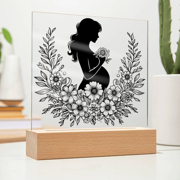 Expecting Mom – Floral Silhouette Art Plaque