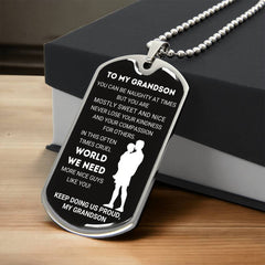 Dog Tag for Grandson from Grandpa – Heartfelt Gift Encouraging Kindness and Compassion