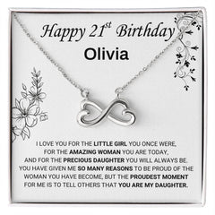 21st Birthday Jewelry Gift For Daughter, Love Necklace for Daughter, Elegant Keepsake with Message Card, Happy 21st Birthday