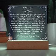 Gift For Mom, Loving Gift For Mom From Son, Gift With Special Message, Meaningful Gift For Mother