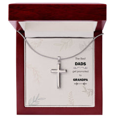 Gift for Grandpa - The Best Dads Become Grandpas Cross Necklace