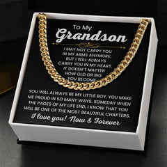 Cuban Link Chain for Grandson – 'Always in My Heart' Sentimental Gift