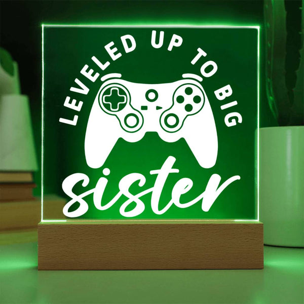 Leveled Up to Big Sister – Gamer Girl Edition Plaque