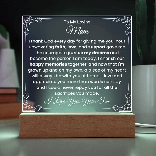 I Thank God – From Son to Mom Acrylic Plaque