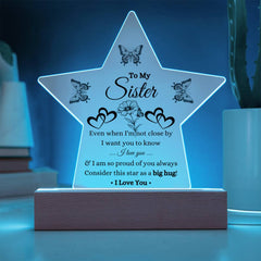 Sister Gift, Sister Keepsake Plaque, Sentimental LED Night Light, Long-Distance Gift for Her