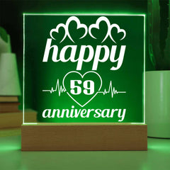 Happy 59th Anniversary – Heart & Pulse Glow Plaque