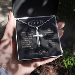 To My Little Brother – Gift from the Heart Cross Necklace