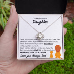 To My Beautiful Daughter – I Love You Always, Heartfelt Love Knot Necklace from Dad