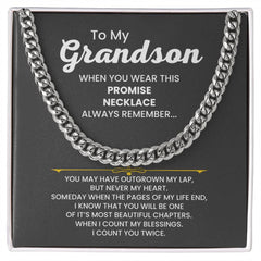 Grandson Cuban Link Chain – 'Promise Necklace' with Heartfelt Blessings