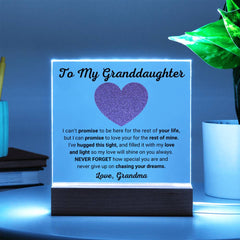 To My Granddaughter Acrylic Plaque, Heartfelt Loving Gift, Beautiful Keepsake for Special Moments