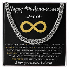 4th Anniversary Gift for Him, Cuban Link Chain, Stylish Jewelry Keepsake