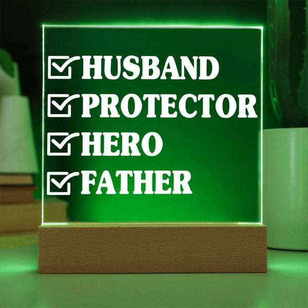 Checked Off for Life – Husband. Protector. Hero. Father. Plaque