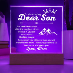 To My Amazing Son – The Toughest Climb Plaque