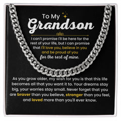 To My Grandson Chain – 'Promise of Love & Strength' from Grandpa or Grandma