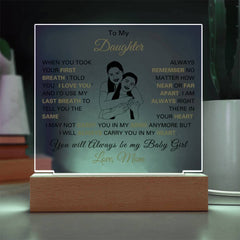 Daughter Acrylic Gift From Mom, Birthday, Graduation & Christmas Gift