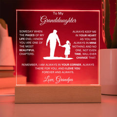 Granddaughter Gift From Grandpa, Elegant Square Acrylic Plaque, Thoughtful Gift for Granddaughter
