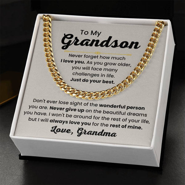 Grandson Cuban Link Chain – Loving Gift from Grandma or Grandpa